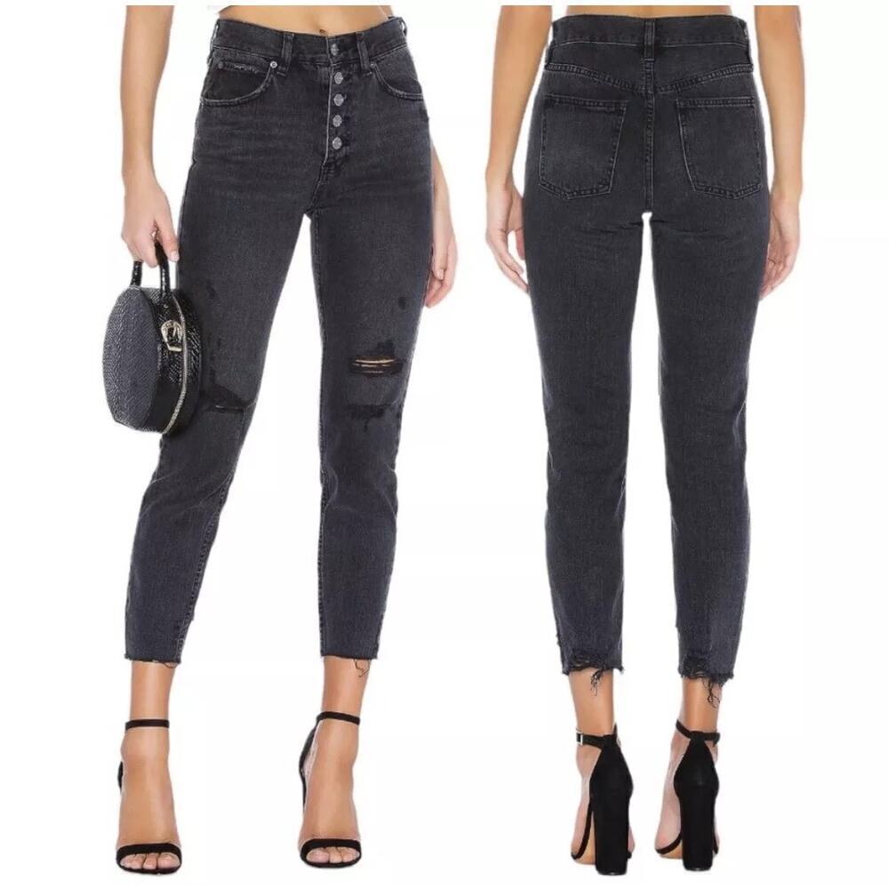 Free People High Waisted Black Jeans